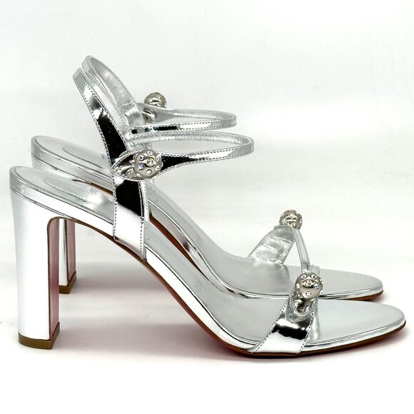 Christian Louboutin ATMOSPHERIA Jewel Crystal Mirrored Sandals Heels Shoes - Picture 7 of 15